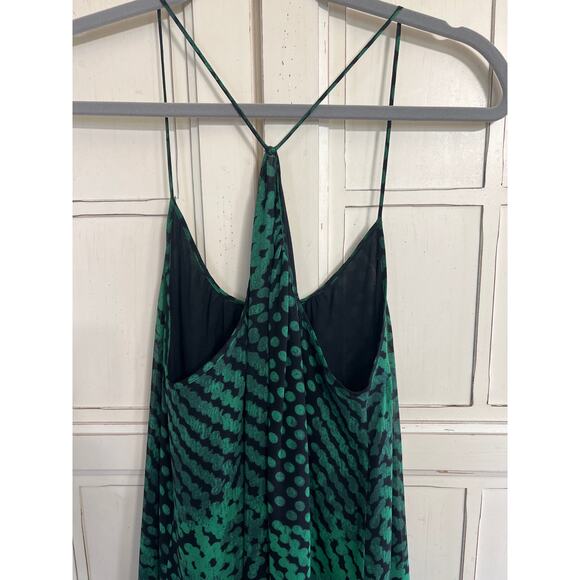 Theory size small green & black silk mini dress - Picture 3 of 4